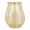 DecMode Gold Metal Decorative Candle Lantern with Thin Metal Handle