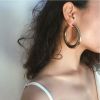 Wholesale Trendy Big Hoop Earrings 18K Real Gold Plated 2.5inch Elegant Larger Size Women Big Earrings Fashion Costume Jewelry