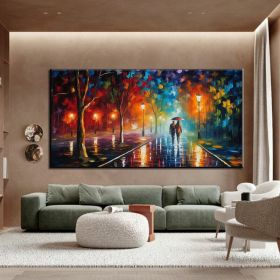 Hand Oil Pianting Abstract Romantic City Landscape Oil Painting On Canvas Large Wall Art Hand Painted Colorful Tree Painting Modern Wall Decor (style: 2, size: 100X150cm)