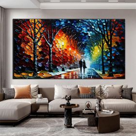 Hand Oil Pianting Abstract Romantic City Landscape Oil Painting On Canvas Large Wall Art Hand Painted Colorful Tree Painting Modern Wall Decor (style: 6, size: 60X90cm)