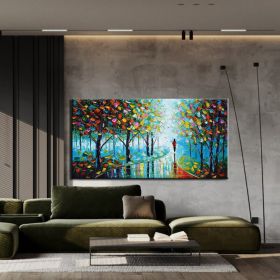 Hand Oil Pianting Abstract Romantic City Landscape Oil Painting On Canvas Large Wall Art Hand Painted Colorful Tree Painting Modern Wall Decor (style: 3, size: 90X120cm)