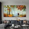 Hand Oil Pianting Abstract Romantic City Landscape Oil Painting On Canvas Large Wall Art Hand Painted Colorful Tree Painting Modern Wall Decor