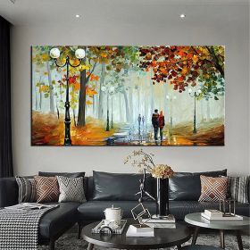 Hand Oil Pianting Abstract Romantic City Landscape Oil Painting On Canvas Large Wall Art Hand Painted Colorful Tree Painting Modern Wall Decor (style: 5, size: 50X70cm)