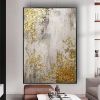 Handmade Oil Painting Gold Foil Forest Hand Painted Contemporary Artwork living room bedroom luxurious decoration Frameless Only Canvas