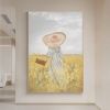 Handmade Oil Painting Nice Day Sky Sea Meadow Flowers Painting on Canvas Handmade Wall Art Original Oil Artwork for Home Living Room Bedroom  Office D