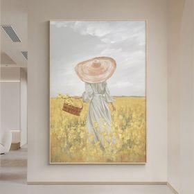 Handmade Oil Painting Nice Day Sky Sea Meadow Flowers Painting on Canvas Handmade Wall Art Original Oil Artwork for Home Living Room Bedroom  Office D (style: 1, size: 60X90cm)