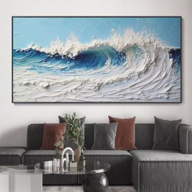 Ocean Hand Painted Texture Oil Painting Abstract Blue Sea Home Decor Art Fashion Wall Decor Painting Impressionist Art Living Room Decor Art (style: 1, size: 80x160cm)