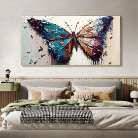 Handmade Oil Painting Large Original Colorful Butterfly Oil Painting On Canvas Canvas Wall Art Abstract Textured Animal Painting Custom Painting Home (style: 1, size: 75x150cm)