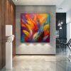 Handmade Oil Painting Original Colorful Oil Painting On Canvas Large Wall Art Abstract Colorful Feathers Painting Custom Painting Living room Home Wal