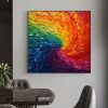 Handmade Oil Painting Original Colorful Oil Painting on Canvas Large Wall Art Abstract Textured Art Custom Rainbow Feather Painting Living room Wall D