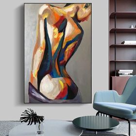 Handpainted large Sexy Naked Back Wall Art Sexy Girl woman Modern Abstract Nude Oil Painting on Canvas Home Entryway Living Room Bedroom Luxurious Dec (style: 1, size: 90X120cm)