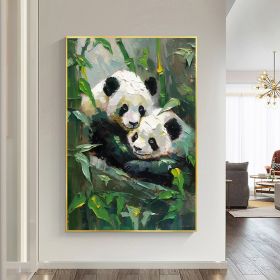 Hand Painted Oil Painting Original Panda Oil Painting on Canvas Large Textured Wall Art Abstract Nature Art Custom Animal Painting Modern Living room (style: 1, size: 90X120cm)