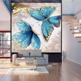 Hand Painted Oil Painting Original Abstract Art Painting on Canvas Blue Painting Handmade Wall Art Abstract Painting Butterfly Painting Contemporary A (style: 1, size: 120x120cm)