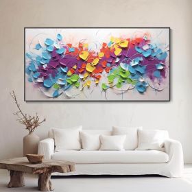 Handmade Oil Painting Abstract Colorful Geometric Texture Oil On Canvas Palette Knife Painting Modern Living Room Background Wall Deco Customized Nich (style: 1, size: 80x160cm)