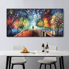 Handmade Oil Painting Colorful Abstract Art On Canvas Figure Painting Contemporary Art Night Rain Street Painting Wall Art For Home Decor (style: 1, size: 140x280cm)
