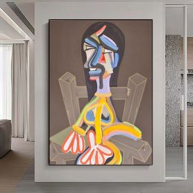 Hand Painted Abstract Woman Figure Painting Canvas Art Modern Geometric Oil Painting On Canvas Large Minimalist Wall Art For Living Room Bedroom Decor (style: 1, size: 60X90cm)