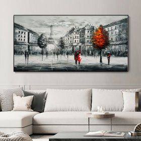 Handmade Oil Painting Abstract Art Figure Painting Black White Paris Wonders Landscape Painting On Canvas Modern Impressionist Fine Art (style: 1, size: 100x200cm)