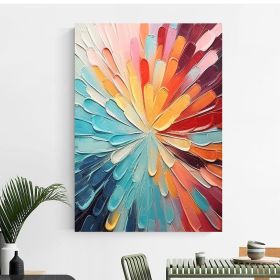 Handmade Oil Painting Large Textured Floral Wall Art Boho Wall Decor Rainbow Oil Painting Original Painting Neon Colorful Flower Petals Abstract Wall (style: 1, size: 80x120cm)