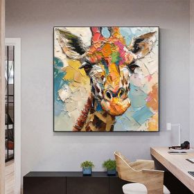 Hand Painted Giraffe Original Oil Painting African Animals Painting Original Wall Art Wild Animals Acrylic Art Impasto Textured Artwork Gifts For Kids (style: 1, size: 140x140cm)