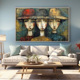 Hand Painted Abstract Cartoon Characters Oil Painting On Canvas Original Portraits Wall Art Colorful Figure Painting Large Living Room Wall Art Decor (style: 1, size: 90x60cm)