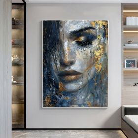 Hand Painted Abstract Beautiful Girl Face Oil Painting On Canvas Large Wall Art Original Portrait Art Custom Figure Painting Bedroom Wall Decor Gift F (style: 1, size: 60X90cm)