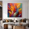 Handmade Oil Painting Original Colorful Oil Painting On Canvas Large Wall Art Abstract Colorful Feathers Painting Custom Painting Living room Home Wal