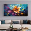 Handmade Oil Painting Orange Flower Oil Painting on Canvas Original Floral Painting Abstract Colorful Art Living room Wall Decor Large Texture Wall Ar