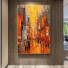 Hand Painted Oil Painting Original Cityscape Oil Painting on Canvas Abstract Urban Scenery Painting Living room Wall Decor Sunset Art Decor Large Mode