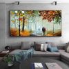 Hand Oil Pianting Abstract Romantic City Landscape Oil Painting On Canvas Large Wall Art Hand Painted Colorful Tree Painting Modern Wall Decor