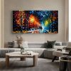Hand Oil Pianting Abstract Romantic City Landscape Oil Painting On Canvas Large Wall Art Hand Painted Colorful Tree Painting Modern Wall Decor