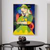 Handmade Oil Painting Nice Day Sky Sea Meadow Flowers Painting on Canvas Handmade Wall Art Original Oil Artwork for Home Living Room Bedroom  Office D