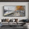 Hand Painted Oil Painting Paris Painting on Canvas Original Art Eiffel Tower Painting Large Wall Art Abstract Art Landscape Cityscape Painting Living