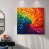 Handmade Oil Painting Original Colorful Oil Painting on Canvas Large Wall Art Abstract Textured Art Custom Rainbow Feather Painting Living room Wall D