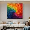 Handmade Oil Painting Original Colorful Oil Painting on Canvas Large Wall Art Abstract Textured Art Custom Rainbow Feather Painting Living room Wall D