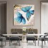 Hand Painted Oil Painting Original Abstract Art Painting on Canvas Blue Painting Handmade Wall Art Abstract Painting Butterfly Painting Contemporary A