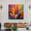 Handmade Oil Painting Original Colorful Oil Painting On Canvas Large Wall Art Abstract Colorful Feathers Painting Custom Painting Living room Home Wal