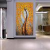 Hand Painted Oil Painting Orange Flowering Cherry Blossom Tree Painting Living Room Decor Wall Art Picture Thick Palette Knife Oil Painting On Canvas