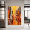 Hand Painted Oil Painting Original Cityscape Oil Painting on Canvas Abstract Urban Scenery Painting Living room Wall Decor Sunset Art Decor Large Mode