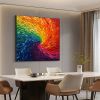 Handmade Oil Painting Original Colorful Oil Painting on Canvas Large Wall Art Abstract Textured Art Custom Rainbow Feather Painting Living room Wall D