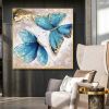Hand Painted Oil Painting Original Abstract Art Painting on Canvas Blue Painting Handmade Wall Art Abstract Painting Butterfly Painting Contemporary A