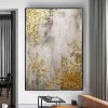 Handmade Oil Painting Gold Foil Forest Hand Painted Contemporary Artwork living room bedroom luxurious decoration Frameless Only Canvas