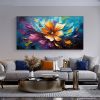 Handmade Oil Painting Orange Flower Oil Painting on Canvas Original Floral Painting Abstract Colorful Art Living room Wall Decor Large Texture Wall Ar
