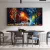 Hand Oil Pianting Abstract Romantic City Landscape Oil Painting On Canvas Large Wall Art Hand Painted Colorful Tree Painting Modern Wall Decor