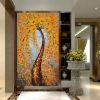 Hand Painted Oil Painting Orange Flowering Cherry Blossom Tree Painting Living Room Decor Wall Art Picture Thick Palette Knife Oil Painting On Canvas