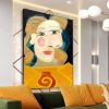 Handmade Oil Painting Nice Day Sky Sea Meadow Flowers Painting on Canvas Handmade Wall Art Original Oil Artwork for Home Living Room Bedroom  Office D
