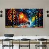 Hand Oil Pianting Abstract Romantic City Landscape Oil Painting On Canvas Large Wall Art Hand Painted Colorful Tree Painting Modern Wall Decor