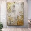 Handmade Oil Painting Gold Foil Forest Hand Painted Contemporary Artwork living room bedroom luxurious decoration Frameless Only Canvas