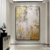 Handmade Oil Painting Gold Foil Forest Hand Painted Contemporary Artwork living room bedroom luxurious decoration Frameless Only Canvas